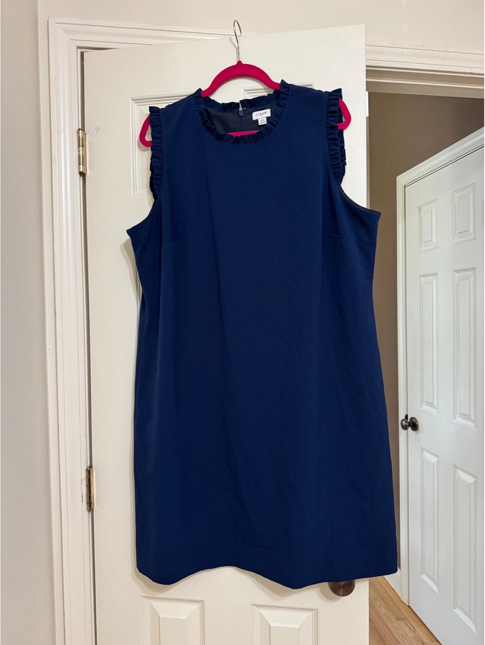 J.Crew Navy Sleeveless Dress with Ruffle Trim Size 20